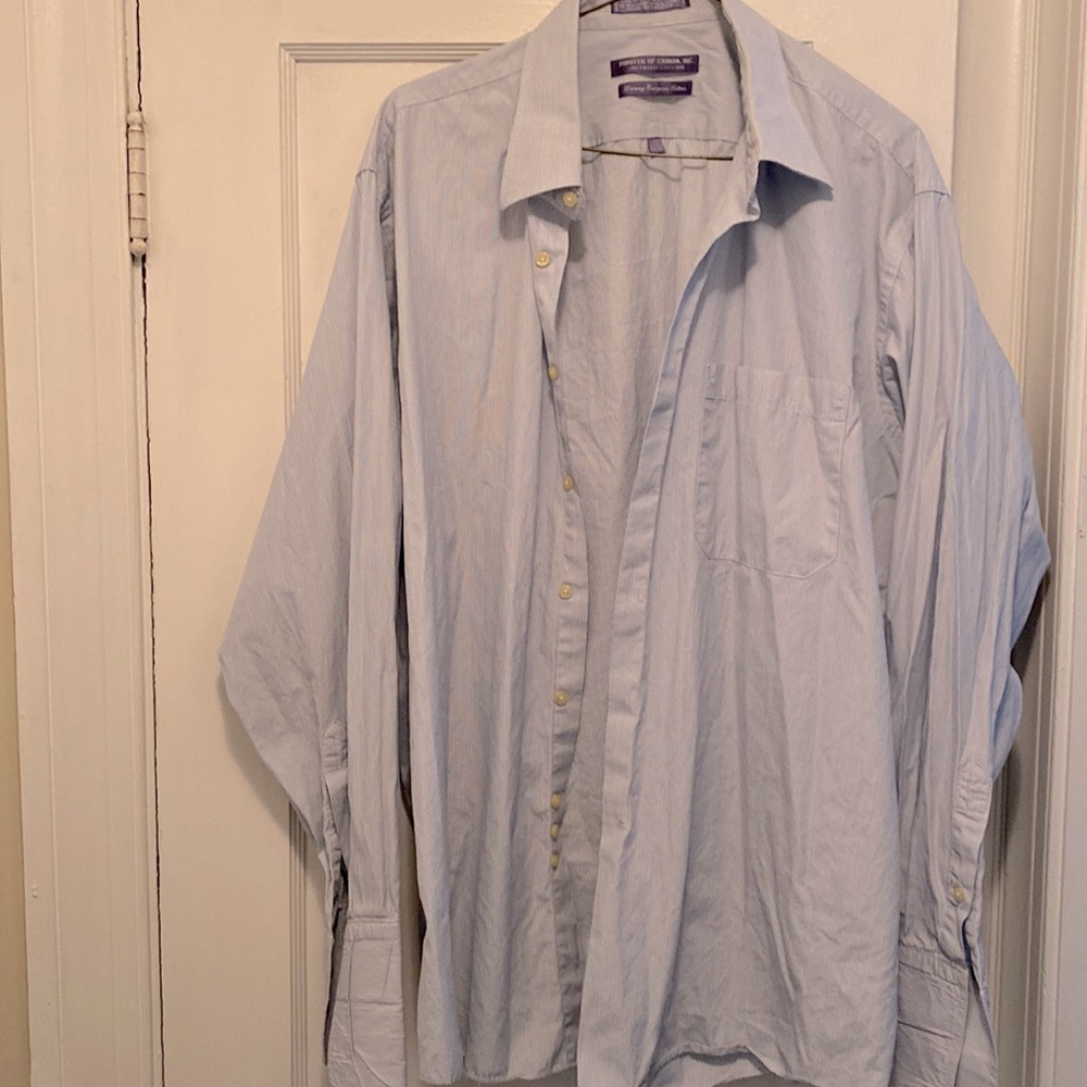 Blue and White Striped Dress Shirt - 17” Neck